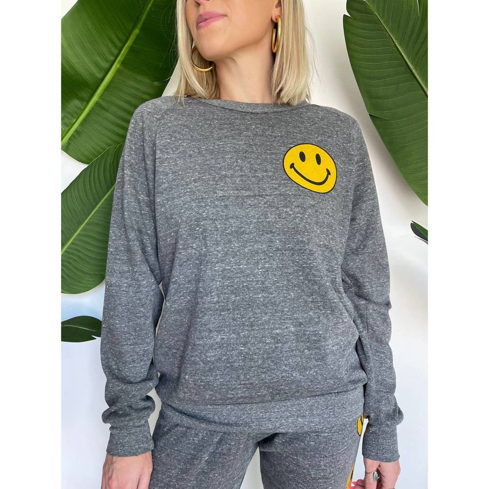 NEW AVIATOR NATION smiley 2 sweatshirt in heather grey